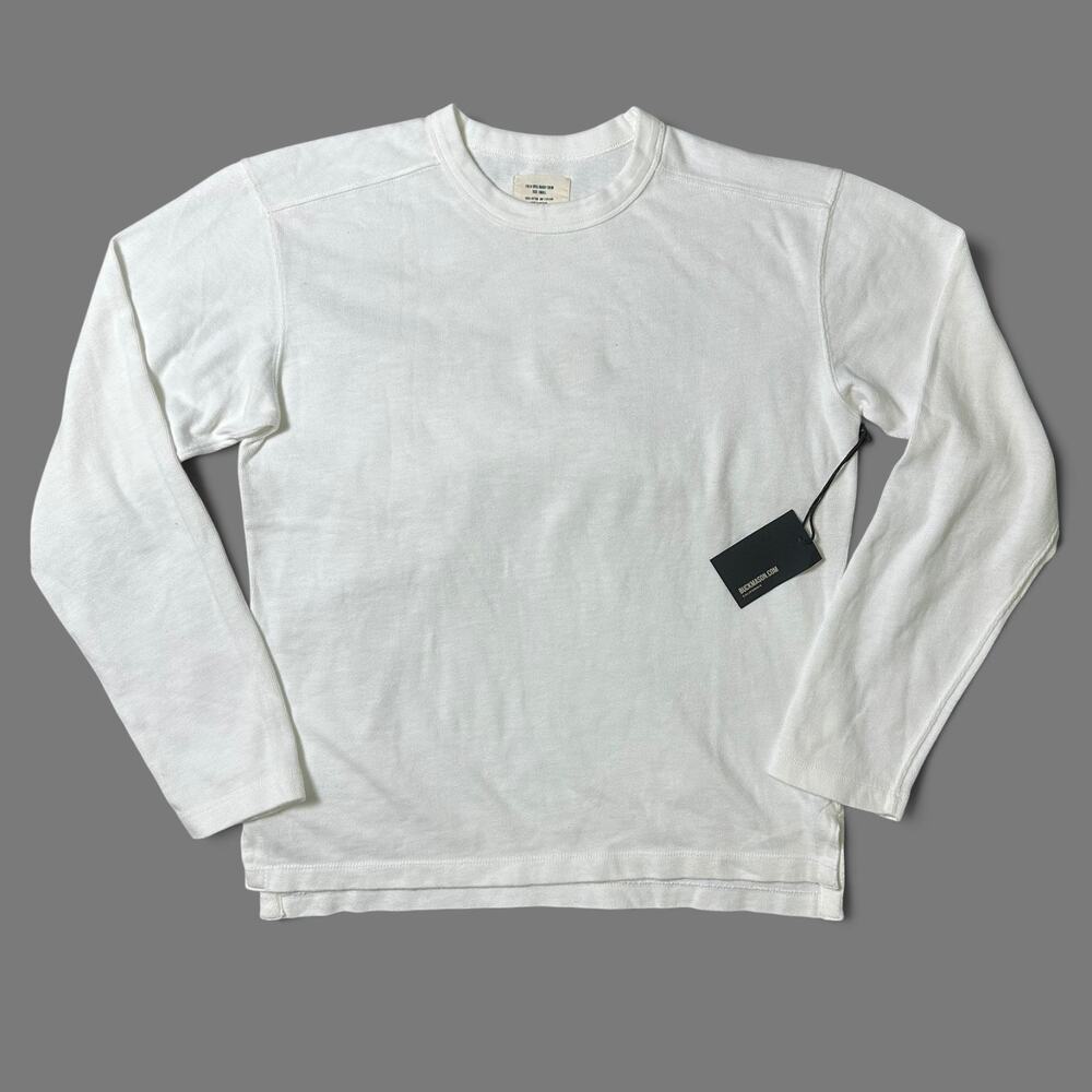 Buck Mason Field-Spec Rugby Crew Sweatshirt Mens Size S White Cotton NWT